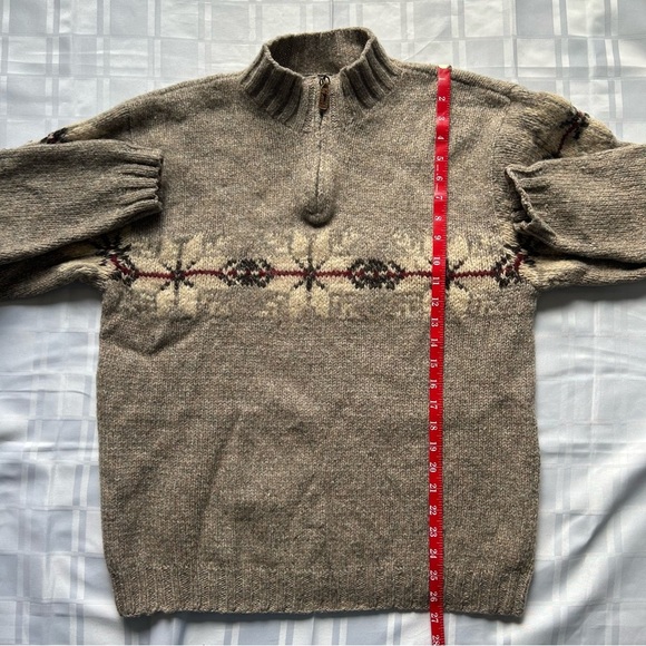 Eddie Bauer Brown Lambswool Knit Sweater with Nordic Pattern - Picture 6 of 10